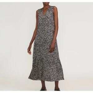 Everlane Satin V-Neck Maxi Dress Grey Splatter Pattern Size  Small